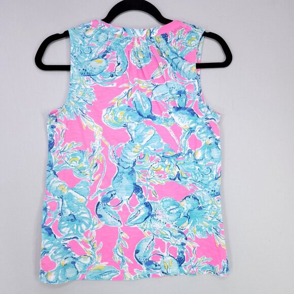 Lilly Pulitzer Tank Top Womens XS Essie Lobsters Beach Colorful Summer Blouse - Picture 2 of 12